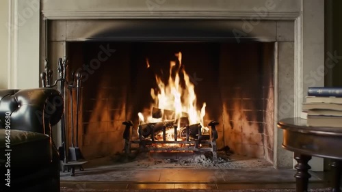 Cozy fireplace with burning wood (1)