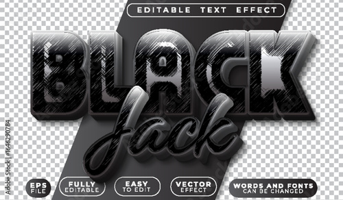  Blackjack Casino Card Game Vector Fully Editable Smart Object Text Effect