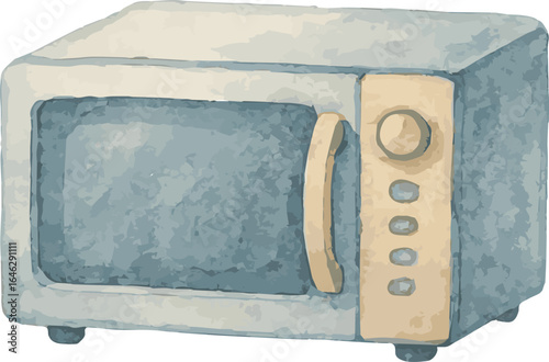 Vector adorable watercolor illustration of a microwave