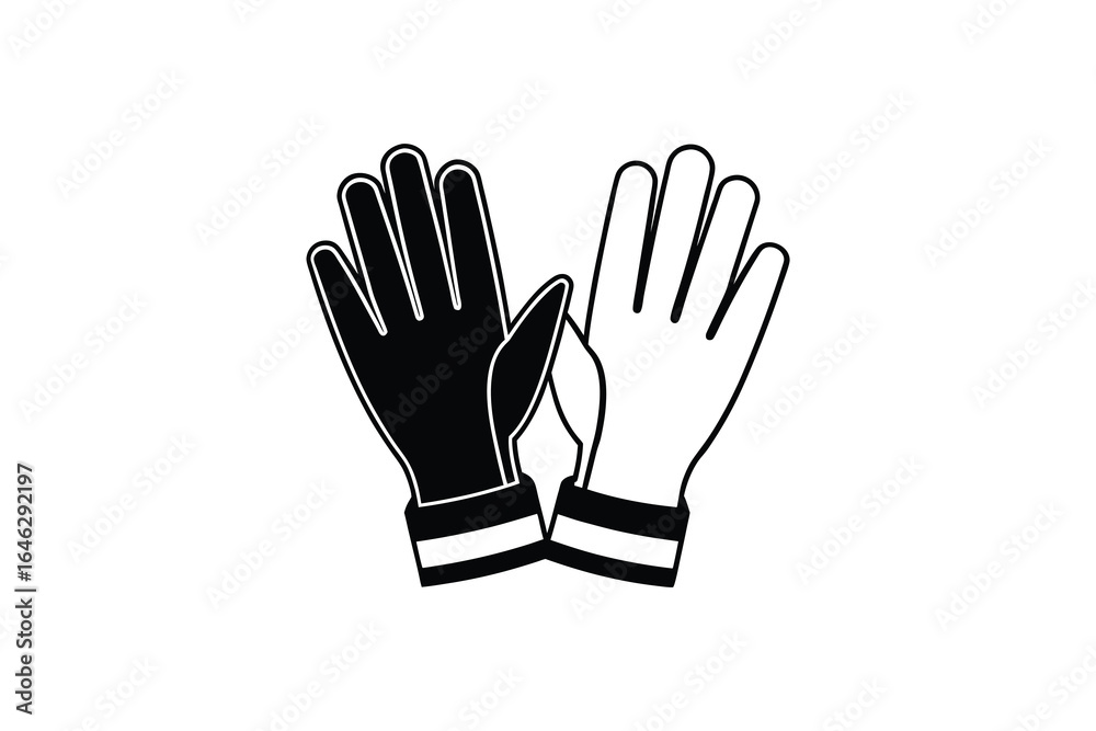 Obraz premium Black and white illustration of a pair of gloves on a white background silhouette