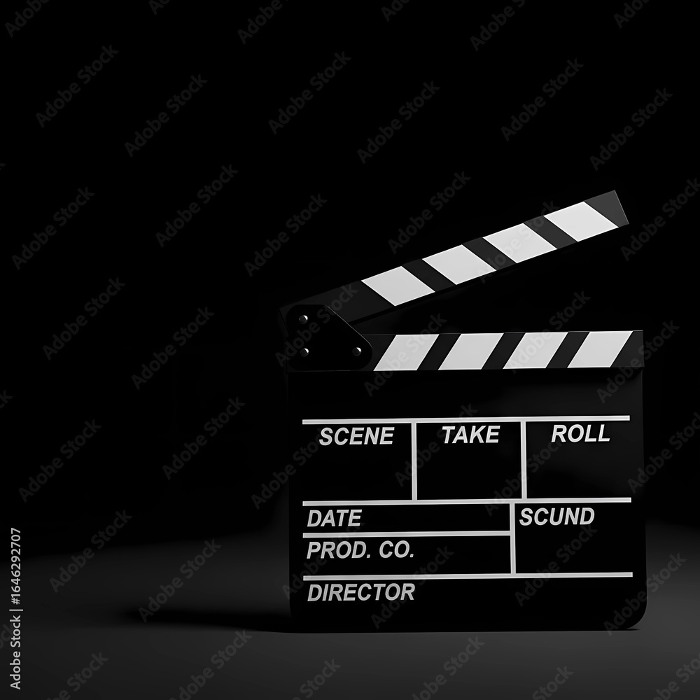 Obraz premium movie clapper board. film slate on black background