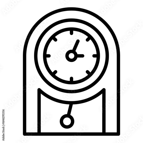vintage clock outline icon showing old-fashioned pendulum clock for home or antique use
