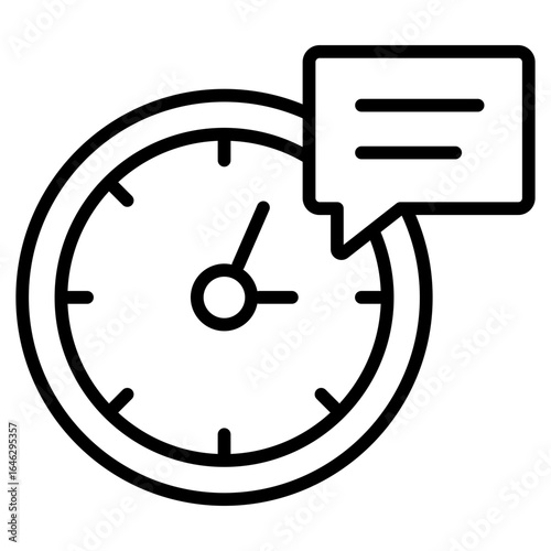 response time outline icon with clock and chat bubble symbolizing quick communication
