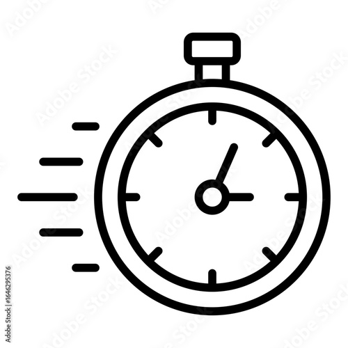 quick time outline icon showing stopwatch with motion lines for speed tracking