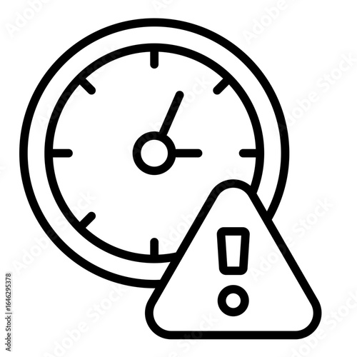 expired time outline icon showing clock with warning symbol for overdue or deadline