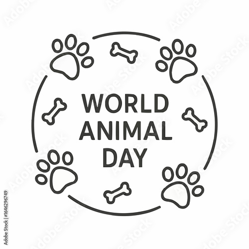 World Animal Day celebration with paw prints and bones icons  