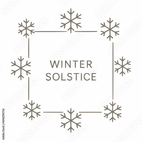 Winter solstice design with snowflakes in minimalist style  