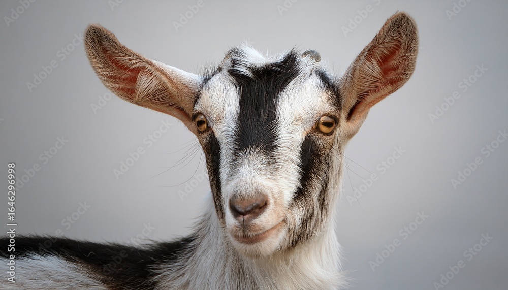 Fototapeta premium cute goat with expressive eyes and floppy ears on a neutral background