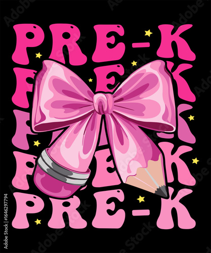 Make the Pre-k design the highlight of your child's wardrobe. This playful and energetic design is perfect as a first day of Pre-k design for 1st day