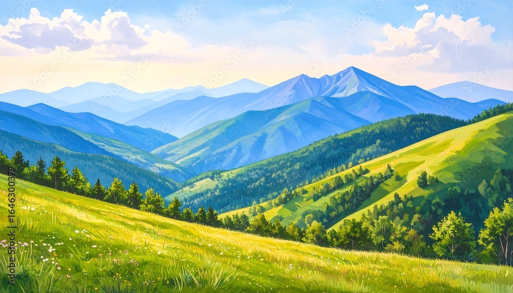 Obraz premium Mountain landscape, vibrant colors (1)