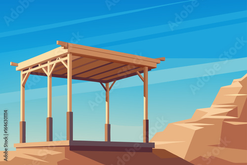 Light Color Vector of a Matte Wooden Canopy Frame