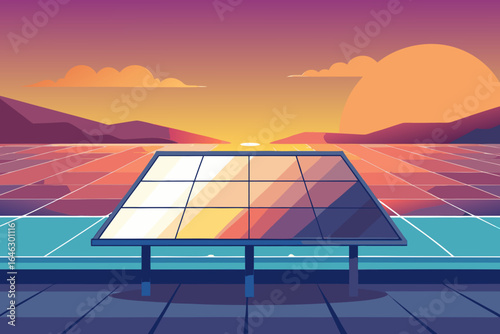 Light Color Vector of a Glass Solar Panel by the Sea