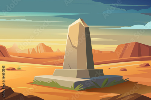 Smooth Gradient Vector of a Neutral Tone Stone Monument
