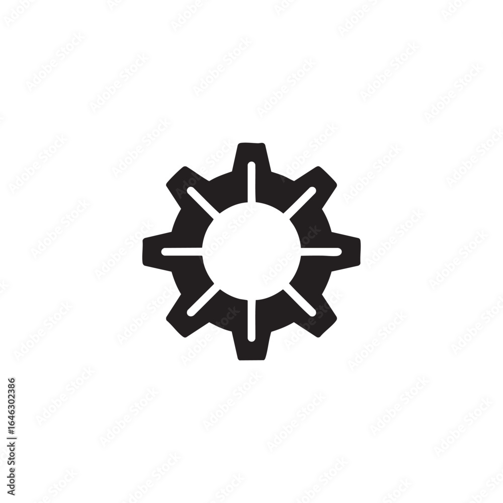 Black cogwheel silhouette isolated on white background Black cogwheel silhouette isolated on white background