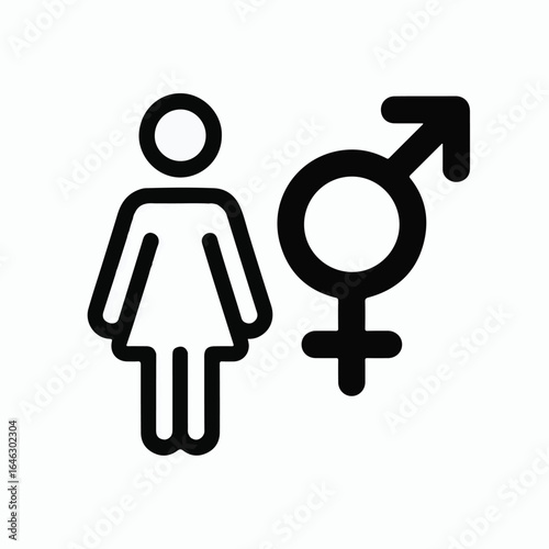 Simple gender equality icon representing inclusivity and diversity, promoting balance and equal rights for men and women in society