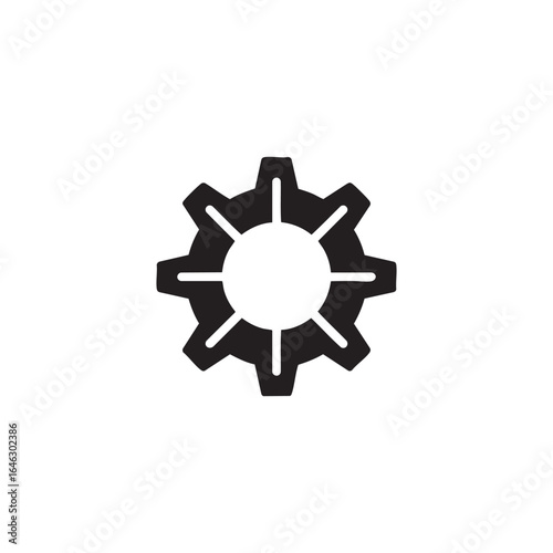 Black cogwheel silhouette isolated on white background