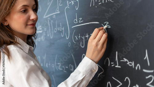 teacher woman at the blackboard