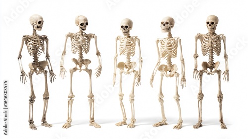 Spooky Halloween Skeletons Collection on White Background