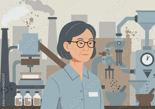 Portrait of a Female Scientist in a Factory Setting