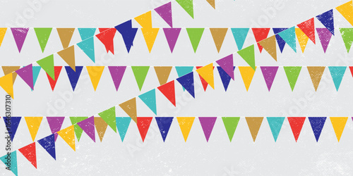 Carnival garland with flags. Decorative colorful party pennants for birthday celebration, festival and fair decoration. modern eps10.