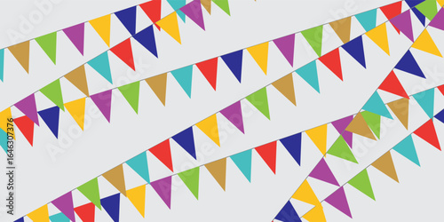 Carnival garland with flags. Colorful party pennants. Vector illustration.