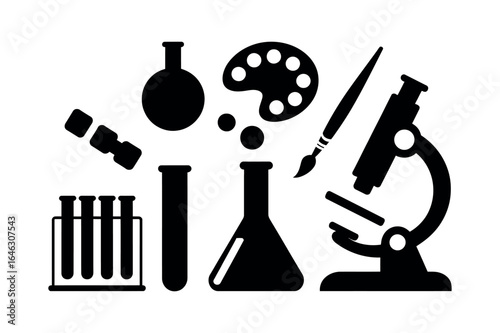 Science and Art Supplies Black Icons microscope test tube