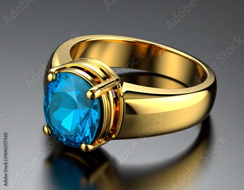 Gold ring with blue gemstone (2)