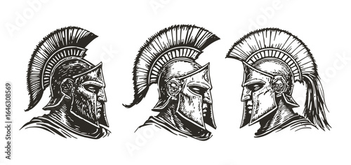 Spartan Rome Warrior Face In Armor Antique Greek Military Vector Ancient Soldier Vector
