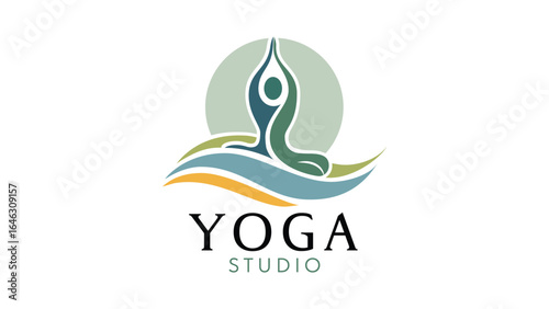 Peaceful yoga studio logo vector design.