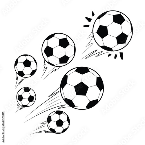 Dynamic sketch of multiple soccer balls in motion