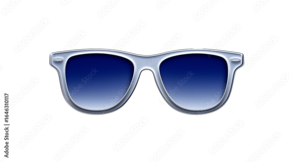 Fototapeta premium Cool sunglasses emoji on metallic \foil background, blue-silver gradients.