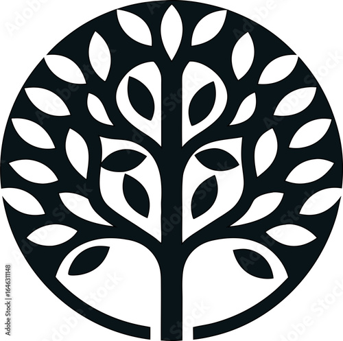 Elegant nature tree emblem, perfect for wellness spas, eco retreats, and herbal product labels.