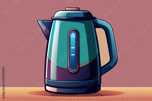 vector of Electric kettle - for boiling water quickly, modern, dark color, light background.