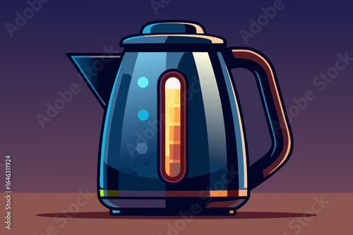 vector of Electric kettle - for boiling water quickly, modern, dark color, light background.
