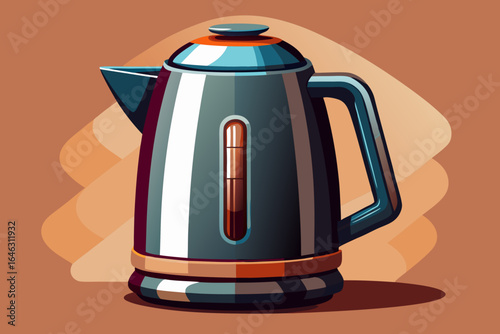 vector of Electric kettle - for boiling water quickly, modern, dark color, light background.
