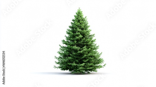 Elegant Undecorated Christmas Tree Isolated on White Background