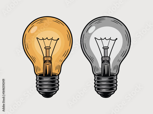 Vintage light bulbs one lit one unlit