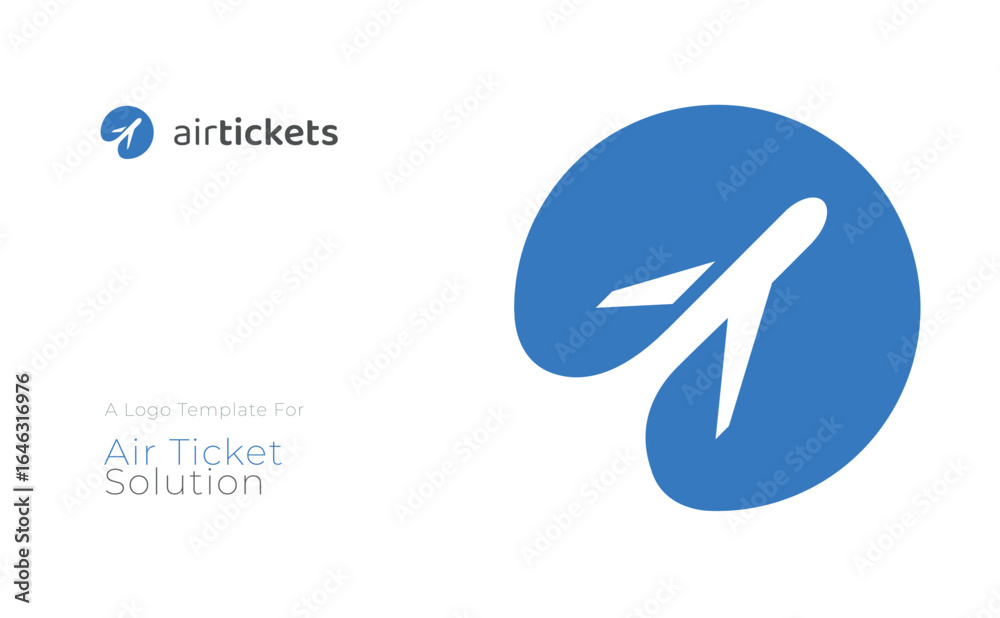 Air ticket solution logo design featuring modern airplane symbol Air ticket solution logo design featuring modern airplane symbol