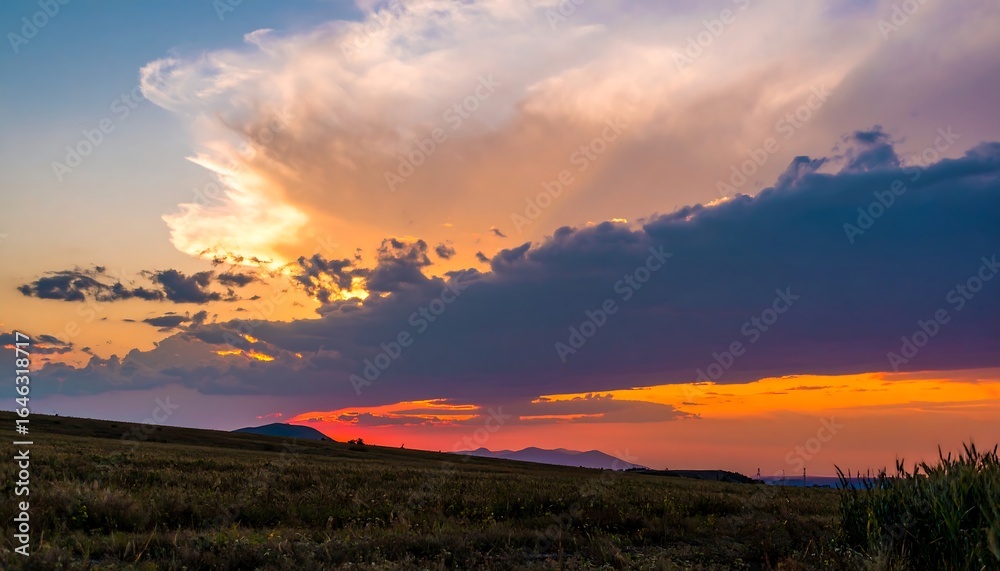 Obraz premium Dramatic sunset over a field