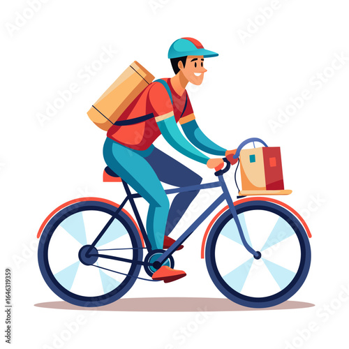 Delivery person riding a bicycle