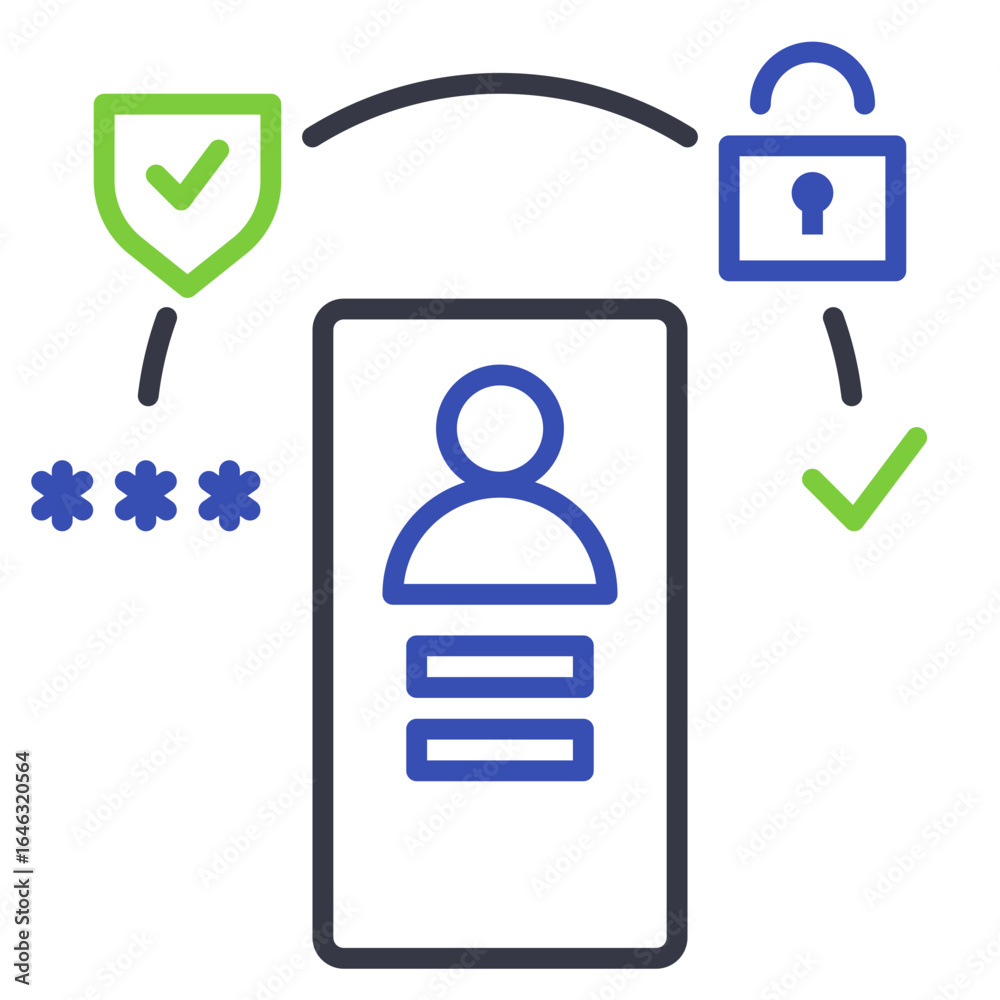 Fototapeta premium Two-factor authentication icon. A flat, simple line icon representing the concept of two-factor authentication (2FA).