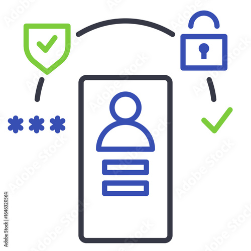Two-factor authentication icon. A flat, simple line icon representing the concept of two-factor authentication (2FA).