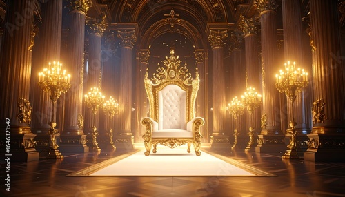 Luxurious golden throne room