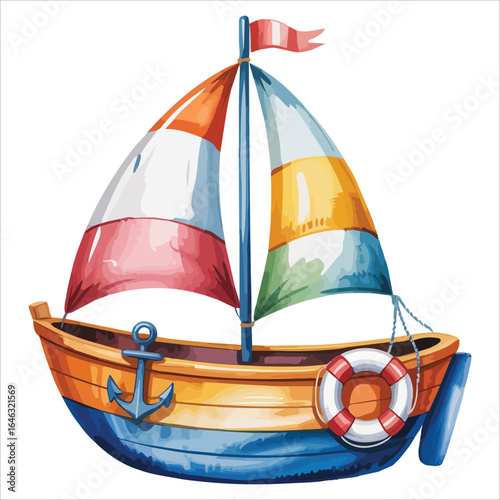 Playful boat clipart vector graphic white