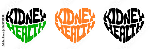 Heart-shaped sticker featuring "KIDNEY HEALTH" in colorful and black design for urinary system
health prevention and awareness	