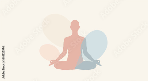 Illustration of minimalist silhouette meditating with eyes closed.