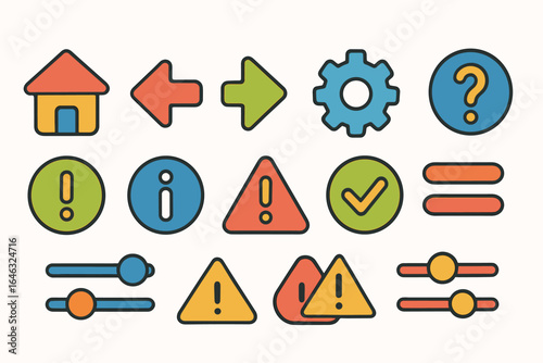 User interface icon set. flat, colorful symbols for web and app design