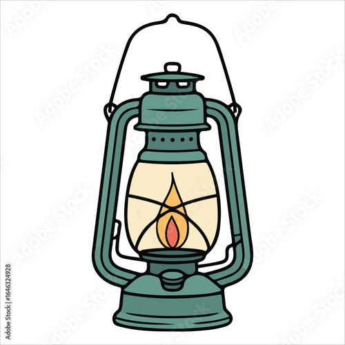 Bushcraft oil lamp vector illustration isolated