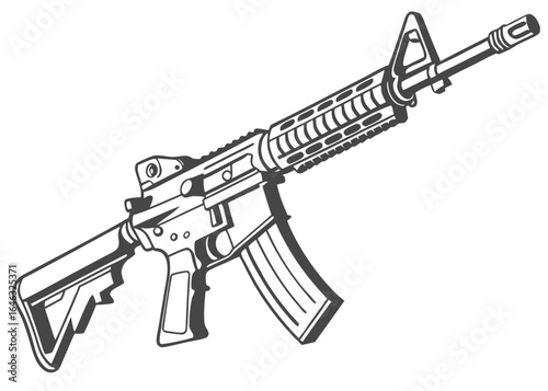 Black and White Assault Rifle Silhouette Illustration