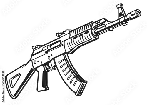 Black and White Assault Rifle Silhouette Illustration